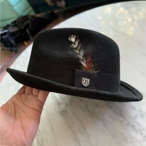 Brixton Black Fedora with Burgundy Lining